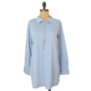 Soft Surroundings Pippa Shirt 1/4 Zip Tunic M Blue Lightweight Long Sleeve A3